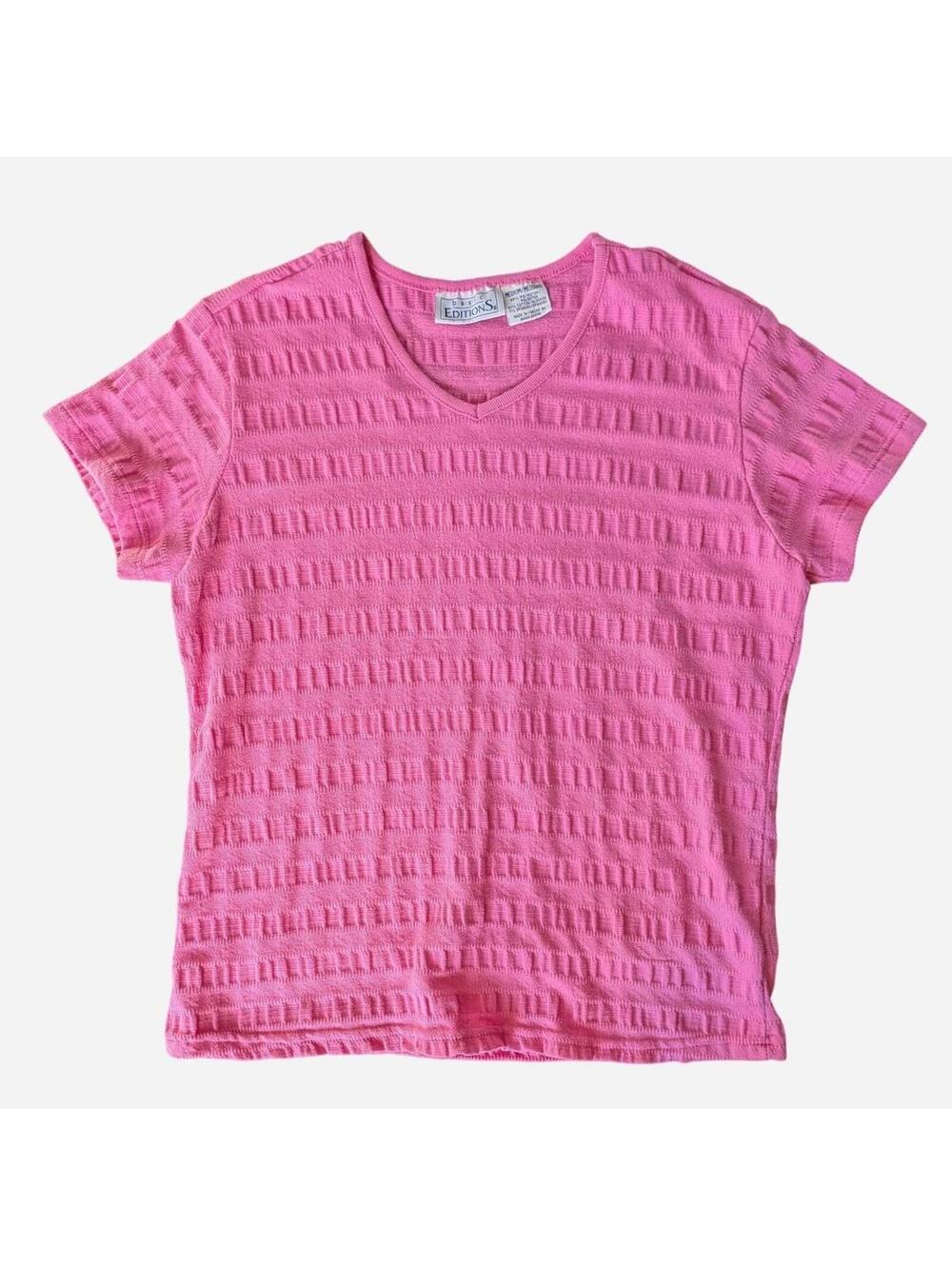 90s Basic Editions Pink Textured Knit Top Vintage Medium